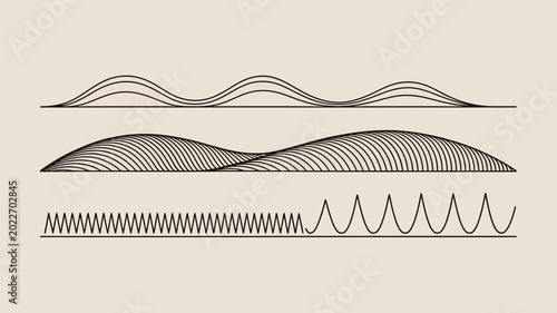 Tableau sur toile abstract wavy lines illustration with varying frequencies on a neutral backgroun