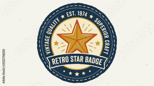 Vintage-style badge featuring a star with text elements, ideal for craft or quality branding