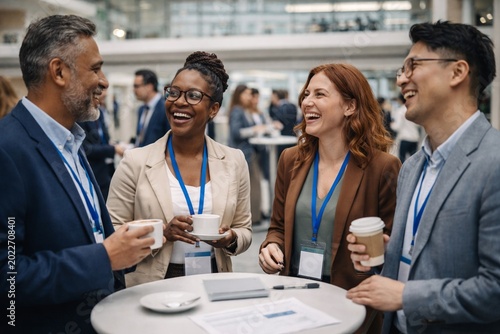 Diverse business team networking at corporate event