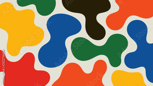 Fotografi Abstract organic shapes in vibrant colors a playful pattern with flowing forms a