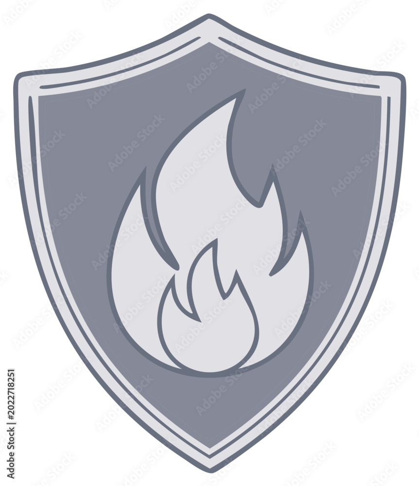 Fototapeta premium Fire symbol within a shield, representing protection or safety concepts.