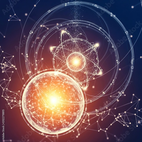 Abstract Atomic Structure Depicting Scientific Concepts and Technology.