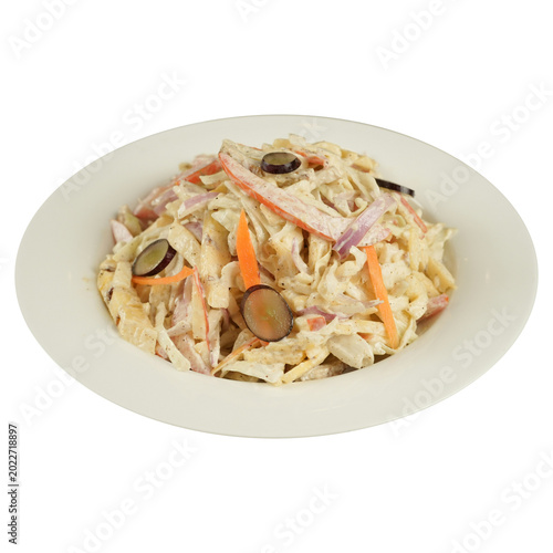 Foto Healthy Summer Side Dish Creamy Coleslaw Salad with Shredded Carrots and Grapes