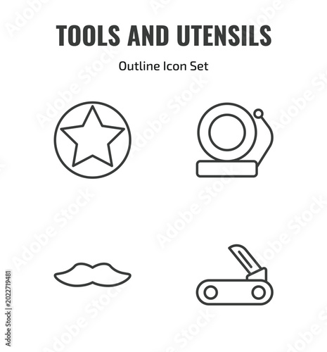 Bild auf Leinwand tools and utensils outline icon set
