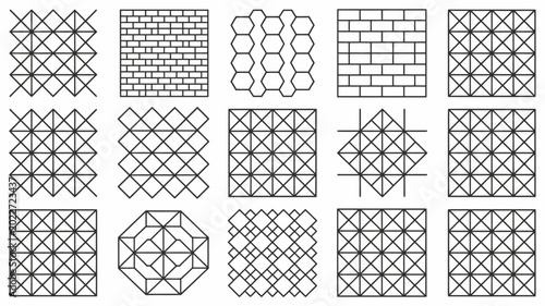 Foto geometric patterns collection black and white line art on a white background