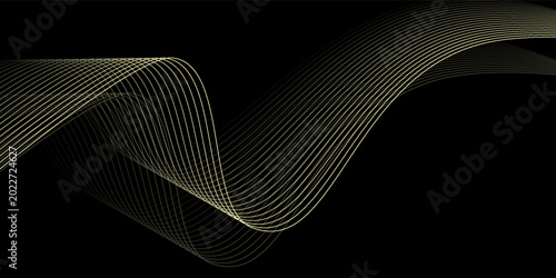 Foto black and gold luxury background with dynamic wave composition