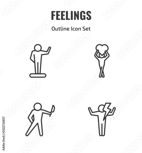 Obraz na plátne feelings outline icon set
