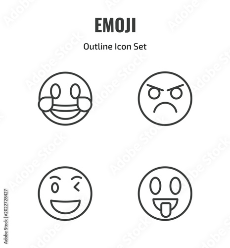 Εκτύπωση καμβά emoji outline icon set