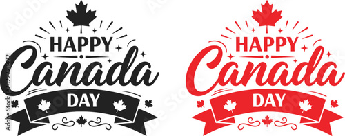 Vászonkép Canada day vector illustration happy canada day typography with maple leaf and r