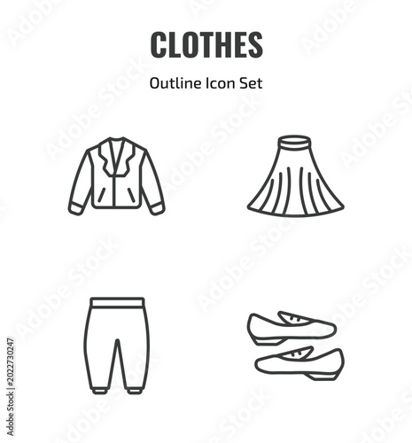 Photos clothes outline icon set