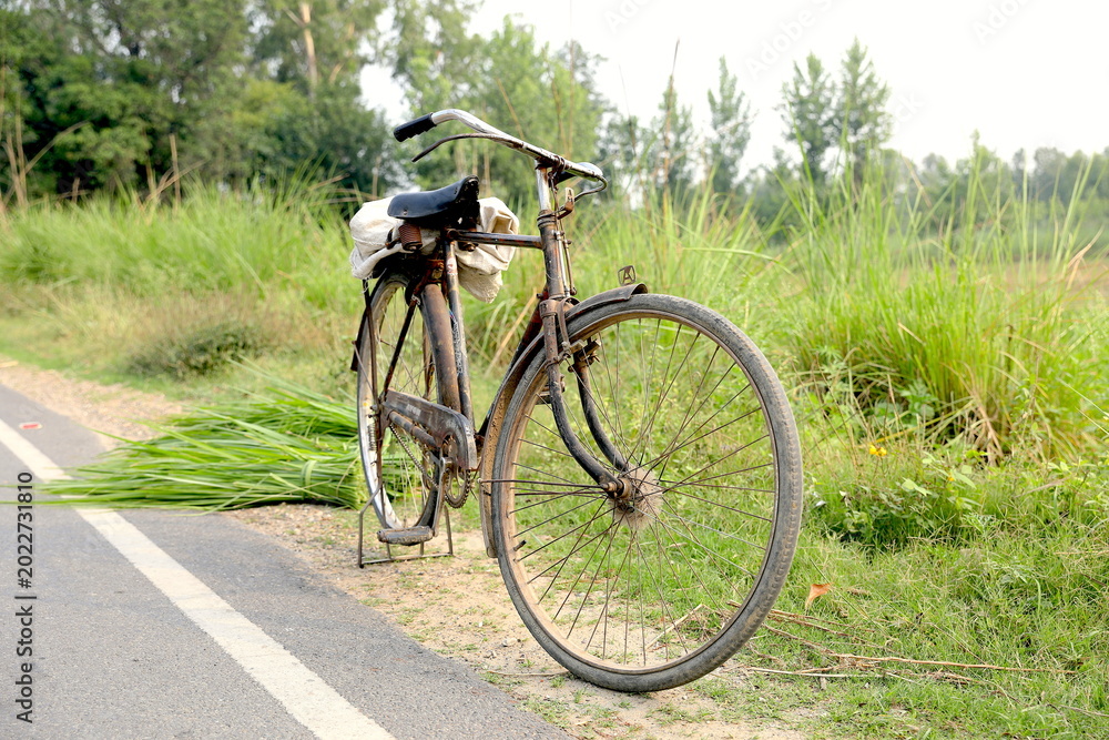 Obraz premium old riding bicycle