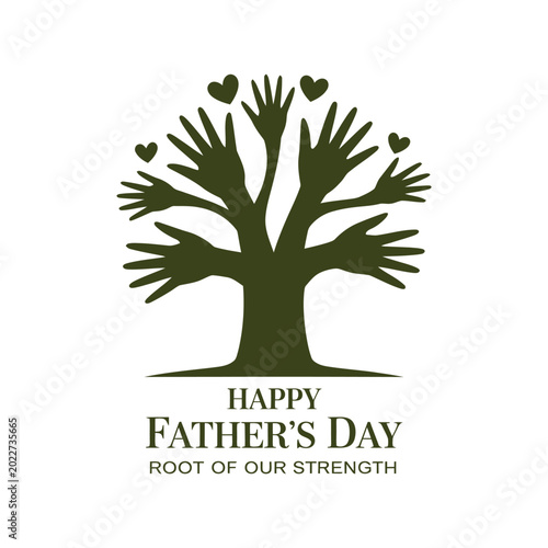 Father's Day tree silhouette with roots and motivational quote vector illustration