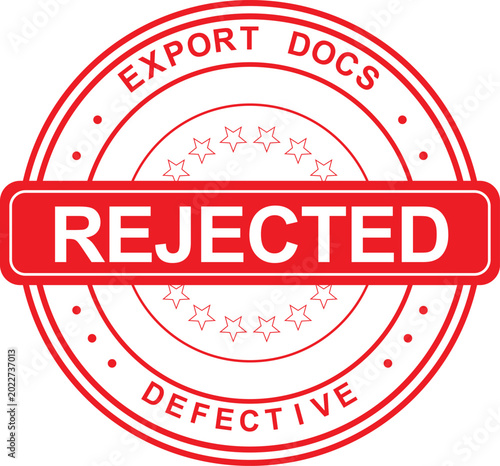 Foto Official red stamp indicating rejection for defective export documents processin