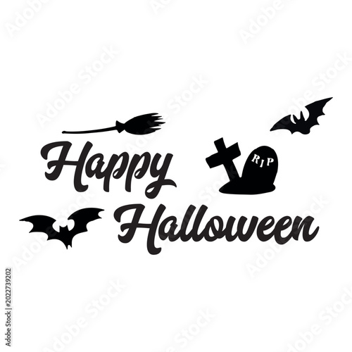 Halloween greeting vector design. Happy halloween text in spooky elements for scary night decoration. Vector illustration. EPS 10.