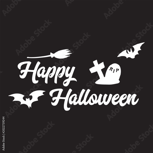 Halloween greeting vector design. Happy halloween text in spooky elements for scary night decoration. Vector illustration. EPS 10.