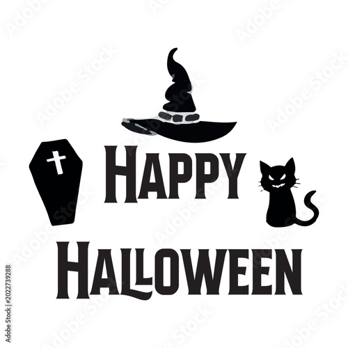 Halloween greeting vector design. Happy halloween text in spooky elements for scary night decoration. Vector illustration. EPS 10.