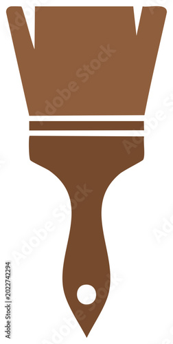 Illustration of Paint Brush Painting Tool Bristles Handle Brown Simple Minimalist Icon