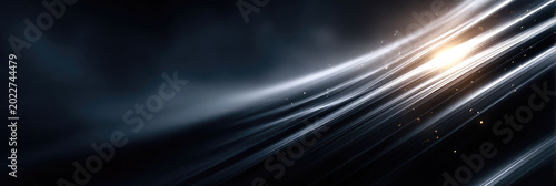 Abstract light trails creating a dynamic pattern, symbolizing accelerating speed, data flow, energy transmission, future technology, and digital innovation with glowing particles