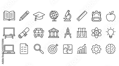 Foto Adaptive Learning Personalized Education Icons Set - 24 Modern Line Icons Collec