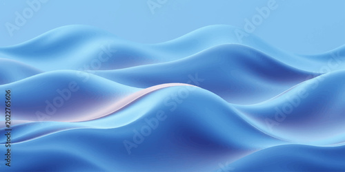 Quadro su tela Blue Silk Abstract Wave Background with Smooth Flowing Fabric Texture and Soft L