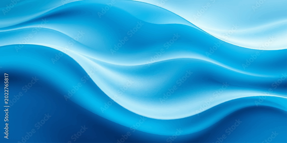 Fototapeta premium Abstract Blue Wave Background with Soft Silk Flowing Water Wave Texture