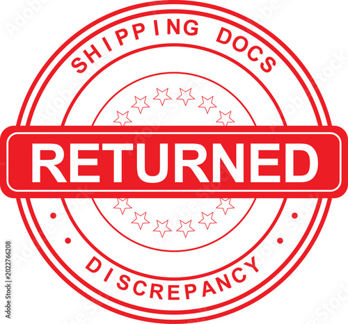 Fotografija Official red rubber stamp marking shipping documents as returned due to a clear