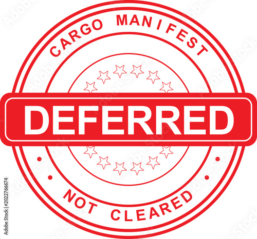 Foto Red circular rubber stamp stating DEFERRED and NOT CLEARED