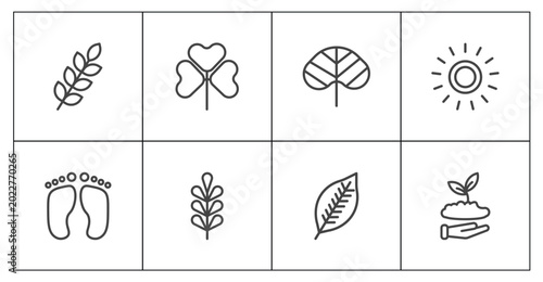 Tableau sur toile nature icon set with briar leaf, trifoliate ternate, lemon leaf, seeding signs i