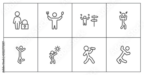 Konstfotografi feeling and reaction icon set with safe human, hungry human, drained human, ecst