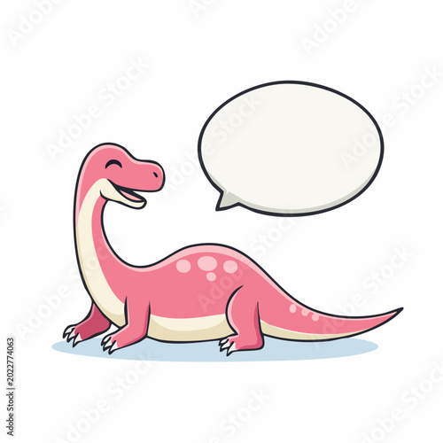 Cute Pink Dinosaur with Speech Bubble
