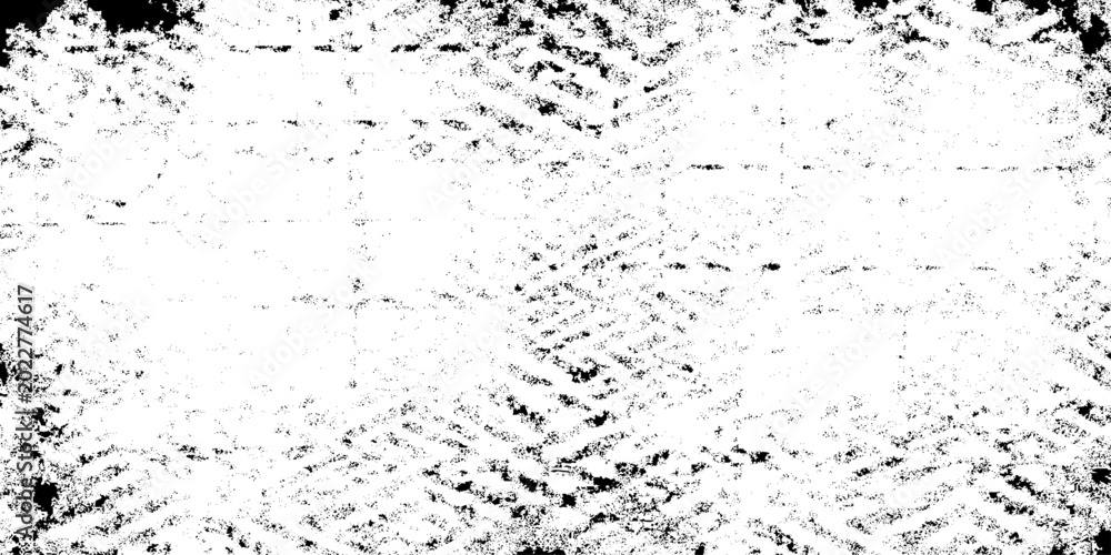 Obraz premium Distressed monochrome grunge texture background with heavy grain noise and scratched paper effect, vintage design overlays abstract black and white weathered surface with dirty splatters.