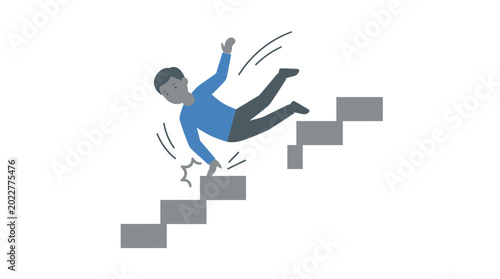 Fotografie Man Falling Down Stairs
