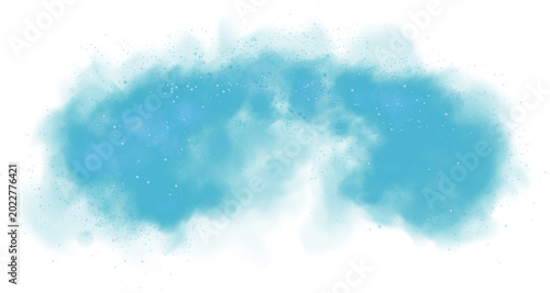 blue watercolor border on white background, gradient texture and color in cloudy sky or foggy haze design, clouds or smoke painting. Abstract Blue smoke isolated on transparent white background. Blue