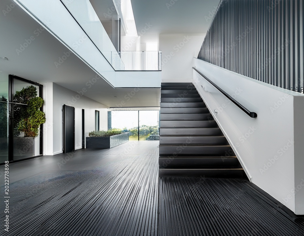 Fototapeta premium modern white and black staircase