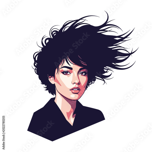 Bild auf Leinwand Woman's Face with Windblown Hair