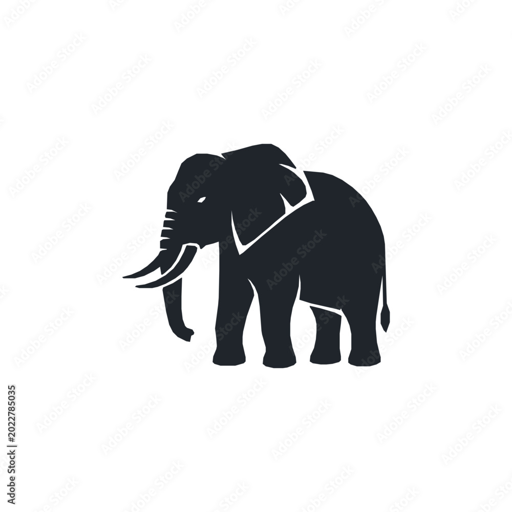 Fototapeta premium African Elephant Full Body Silhouette Vector Illustration