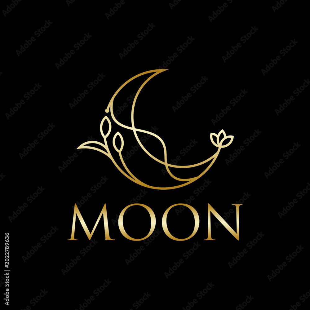 Obraz premium moon nature beautiful concept vector logo design