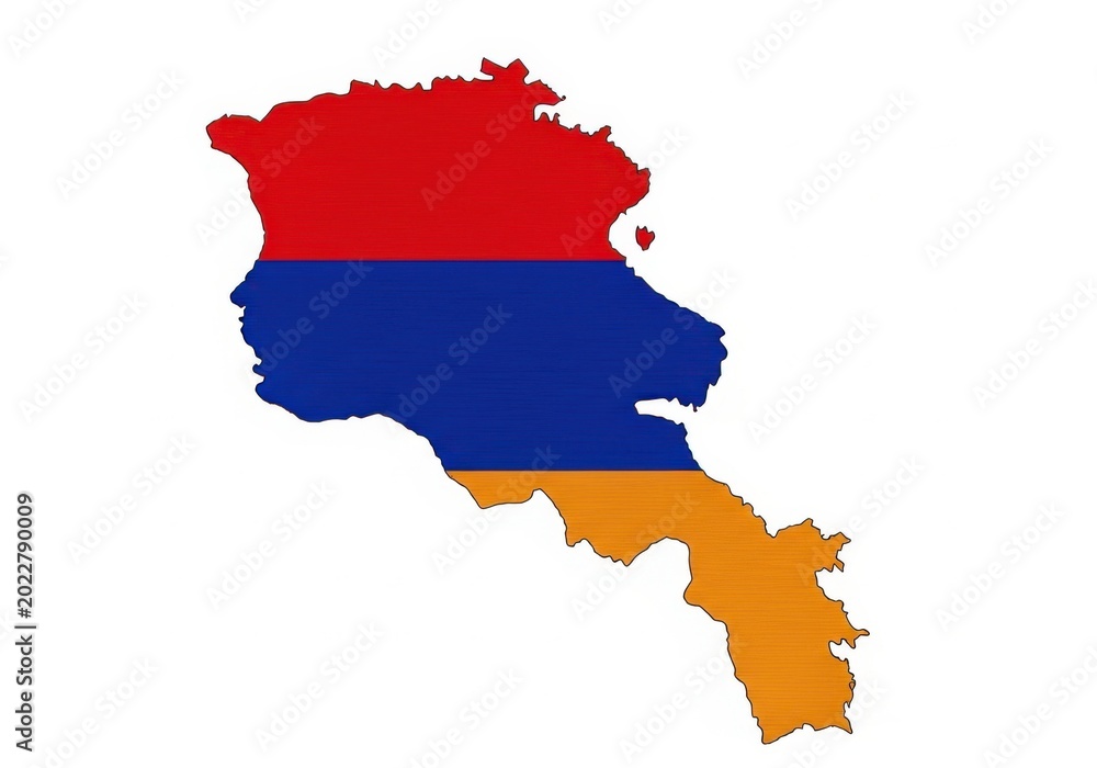 Fototapeta premium Map of armenia with national flag colors isolated on white background