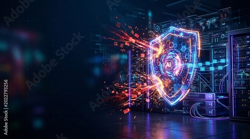 Ai powered firewall blocking cyber attacks on computer network