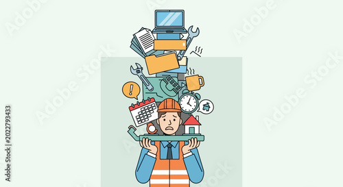 Man overwhelmed with work tasks.