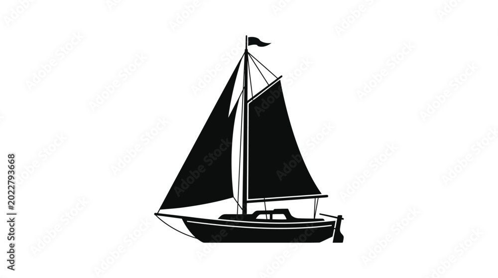Fototapeta premium Sailing boat silhouette on a white background