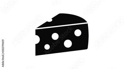 Foto cheese slice silhouette with holes on white background