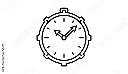 Tableau sur toile Linear stopwatch icon with hands pointing to ten past two black outline silhouet