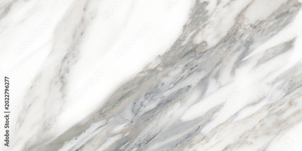 Obraz premium White luxury statuario marble with gray veins, white slab tiles marble, glossy statuarietto slab marble stone texture for digital wall and floor tiles used for kitchen, bathroom countertops.