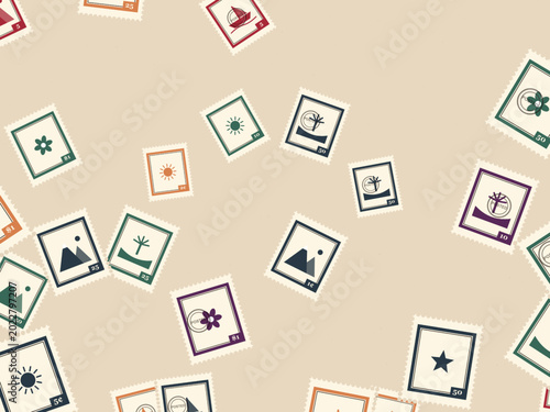 Foto Travel Postage Stamps Pattern Vintage Mail Background