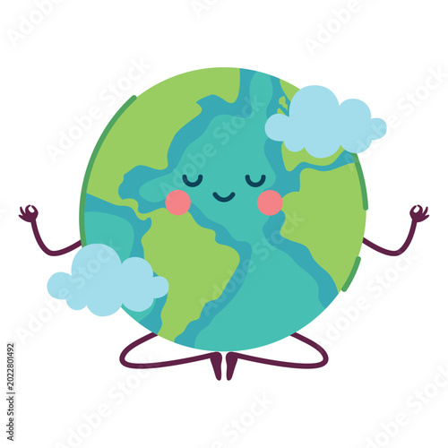 Cute Eco Planet Yoga Icon