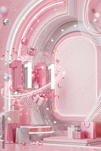 Big Sale Event on November 11 With Gifts and Decorations in Pink Tones
