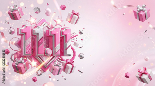 Big Sale Event on November 11 With Gifts and Decorations in Pink Tones