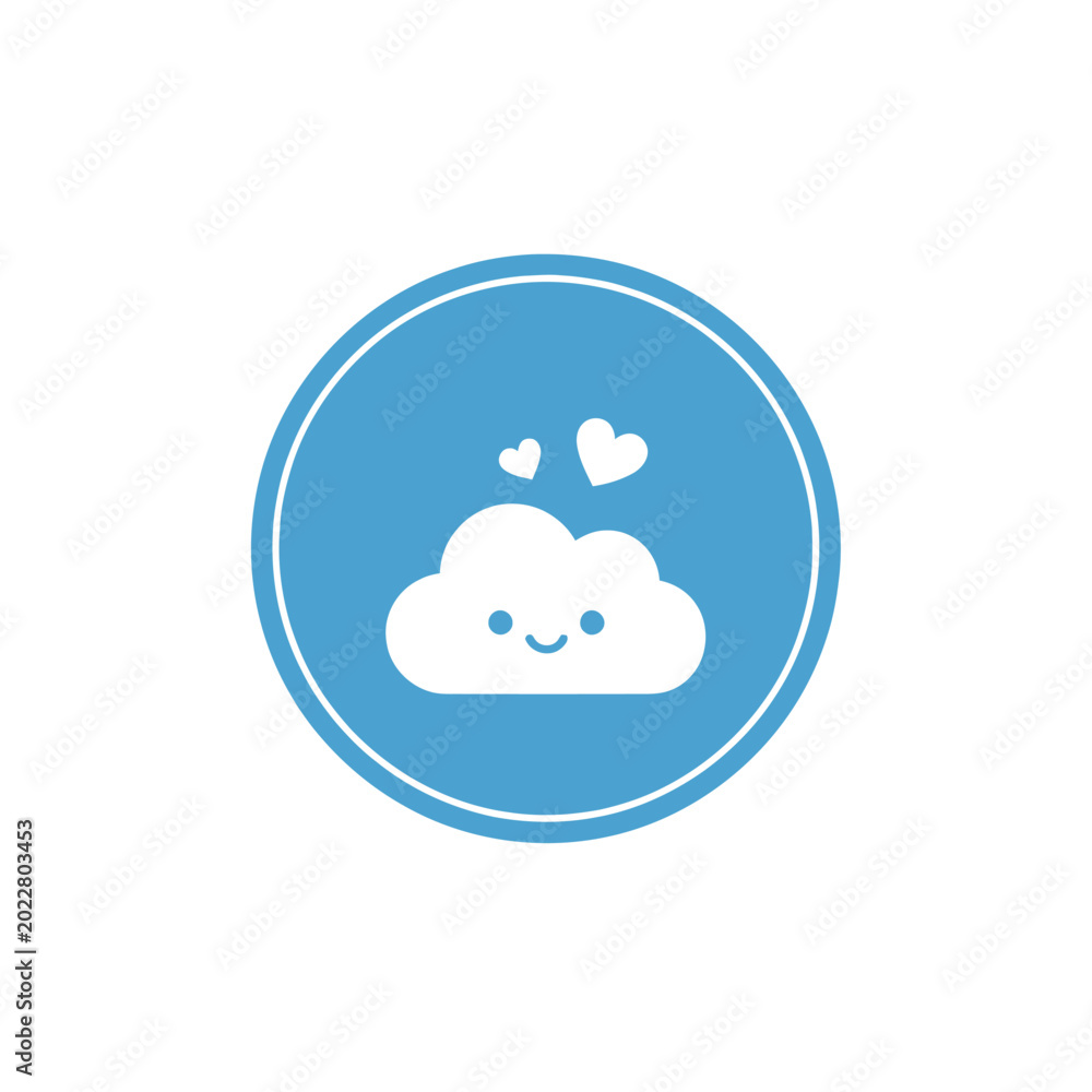 Obraz premium Cute Cloud with Hearts Icon Vector Illustration