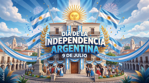Celebration of Argentina Independence Day on July 9 With Cultural Symbols and...